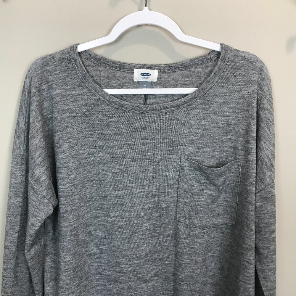 OLD NAVY long slv crew neck pocket front T Sz M